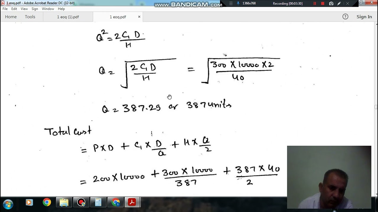 Economic order Quantity+ Break Even point (Q1) (Industrial Engineering Gate Practice Questions)