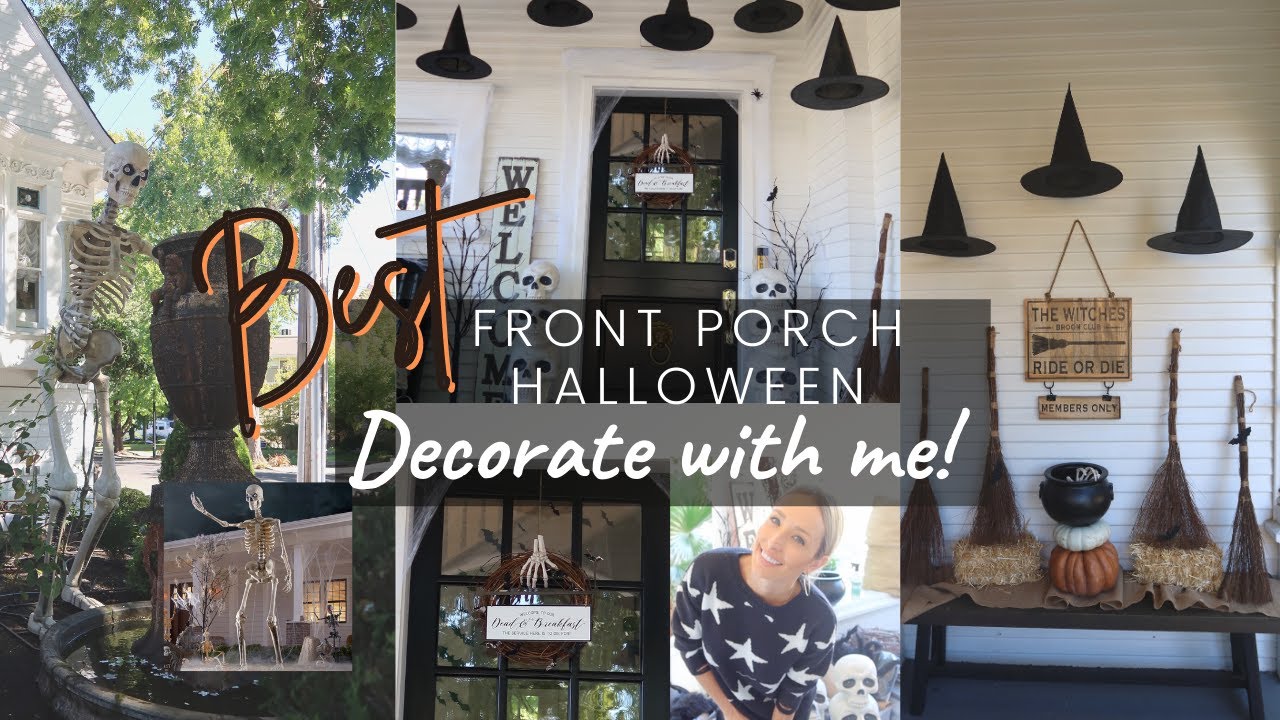 HALLOWEEN FRONT PORCH DECORATE WITH ME // HOME DEPOT 12 FOOT ...