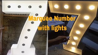 Number 7 Marquee Standee 3D With Lights