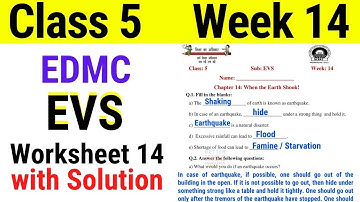 EDMC Class 5 EVS Week 14 Worksheet 14 / class 5th EVS worksheet 14 with Solution Week 14