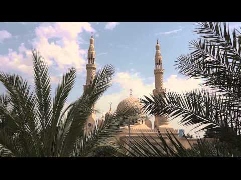 Jumeirah Mosque call to prayer by muezzin. Dubai.