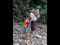 single mother and poor baby, go to the stream to make a living by fishing #Singlemomlife #videocatch
