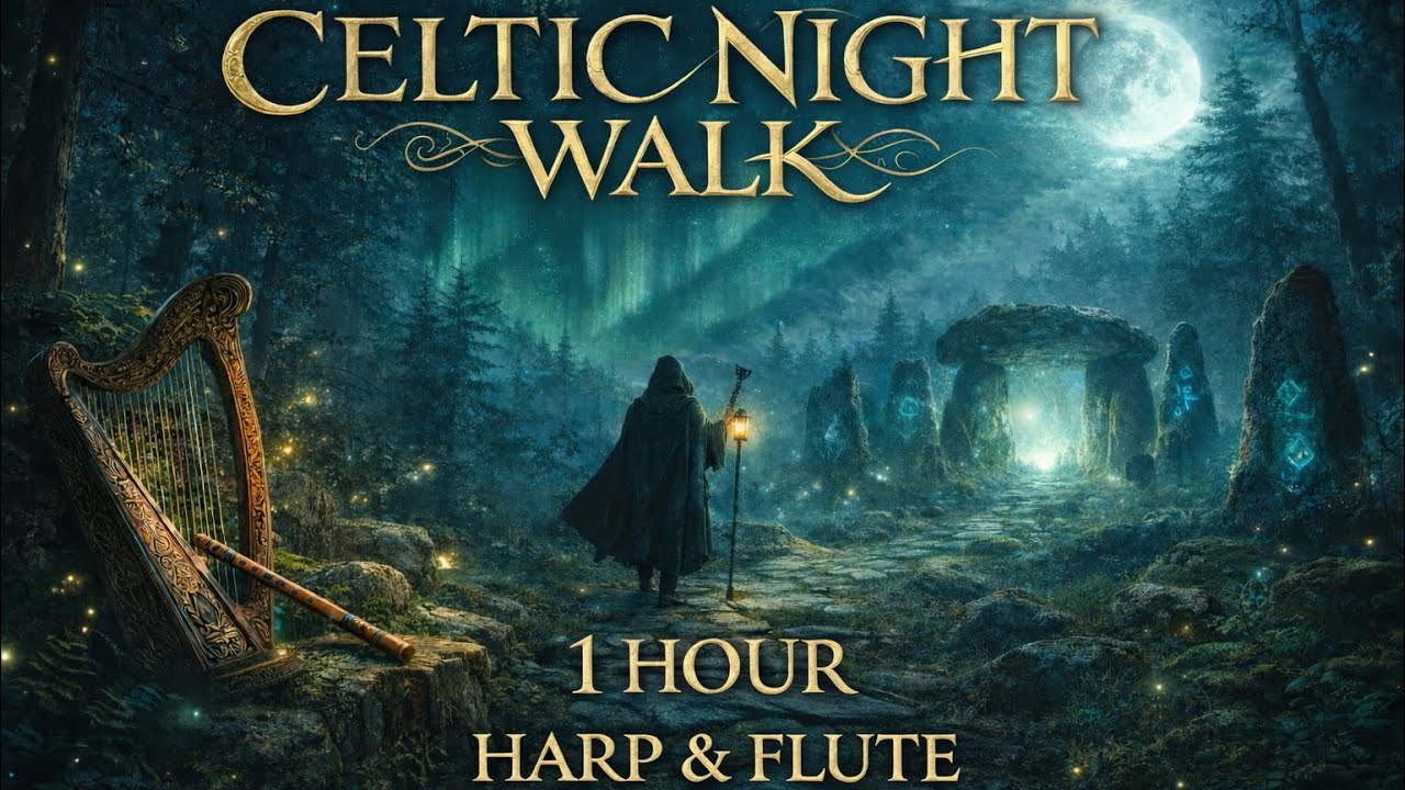 1 Hour Celtic Instrumental Music 🌙 | Harp & Flute with Birds Chirping | Calm Mid-Tempo Instrumental