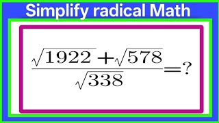 Simplify radical  expression Olympiad Math problem |  Step by step explanations |  Can you solve it?