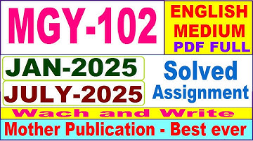 MGY 102 solved assignment 2025 || mgy 102 solved assignment 2024-25 in English || ignou mgy102 2025