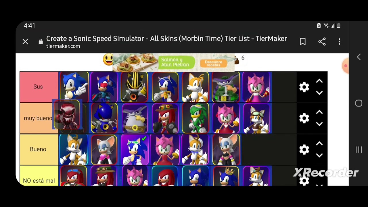 Create a Sonic Speed Simulator Skin Tierlist DELUXE! Tier List - TierMaker