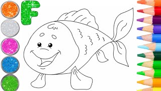 Fish Drawing | Colorful Fish Coloring & Drawing | How to Draw | Beautiful Fish | Little Baby Boo