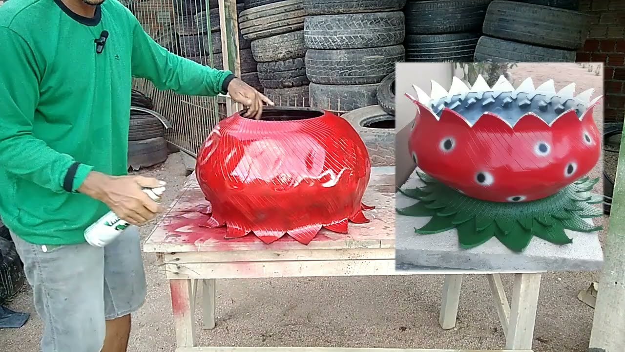 TINTAS USADA PARA PINTAR ARTES COM PNEUS  PASSO A PASSO