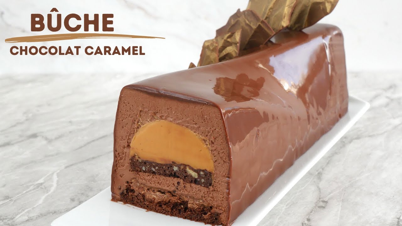 Bûche de Noël Cacahuète Chocolat Caramel façon Snickers - Les