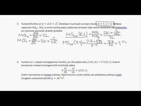 Talousmatematiikka - esimerkkilaskuja - optimointi lisämateriaali - osa2
