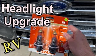 Ford E-450 Class C motorhome headlight upgrade