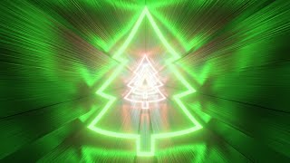 Shiny Christmas Tree Shaped Bright Festive Glowing Reflection Tunnel 4K VJ Loop Motion Background