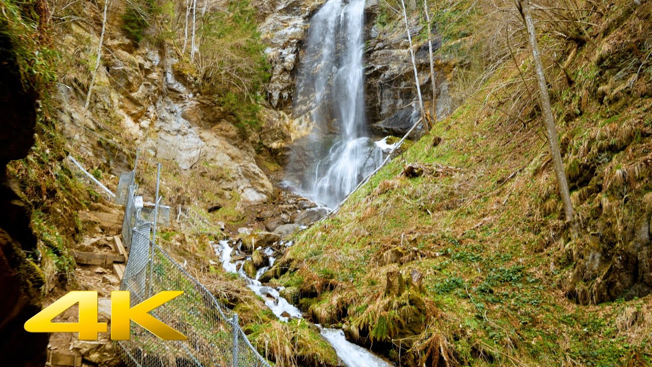 Virtual Walking Tour in Carinthia - Austria - Beautiful Nature Views - Waterfall and Birds