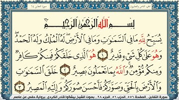 سورة التغابن مكتوبة بيشةوا قادر الكردي Surah Al Taghabon Peshawa Qadr Al Kurdi