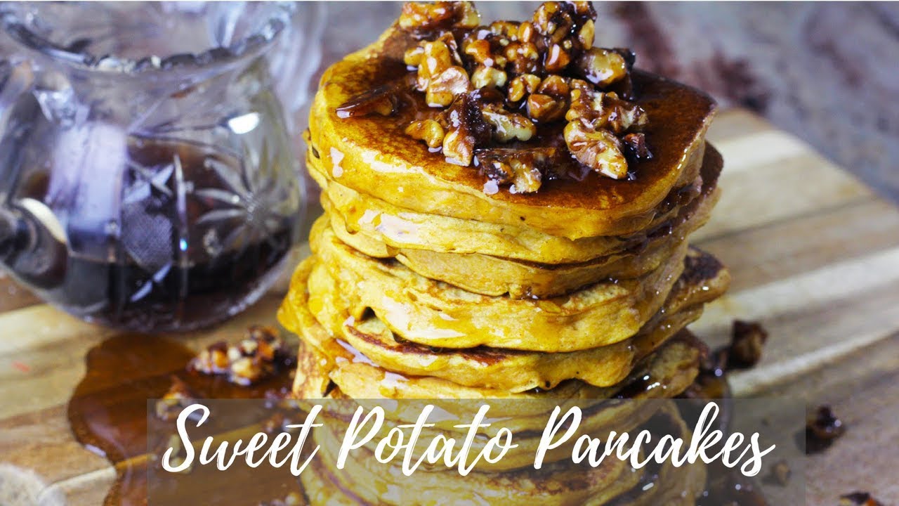 Sweet Potato Pancake Recipe with Candied Walnuts - YouTube