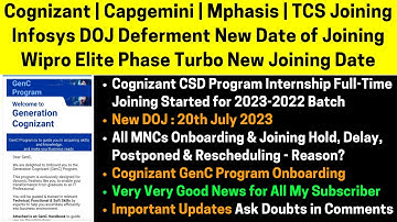 Cognizant Capgemini Mphasis TCS  Infosys New Joining Date 20 July