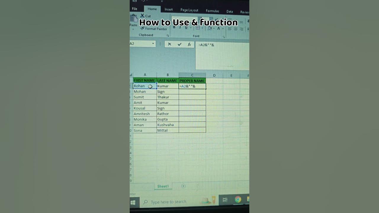 How to Use & function || MTS All Teach # use & function #excelformula # ...