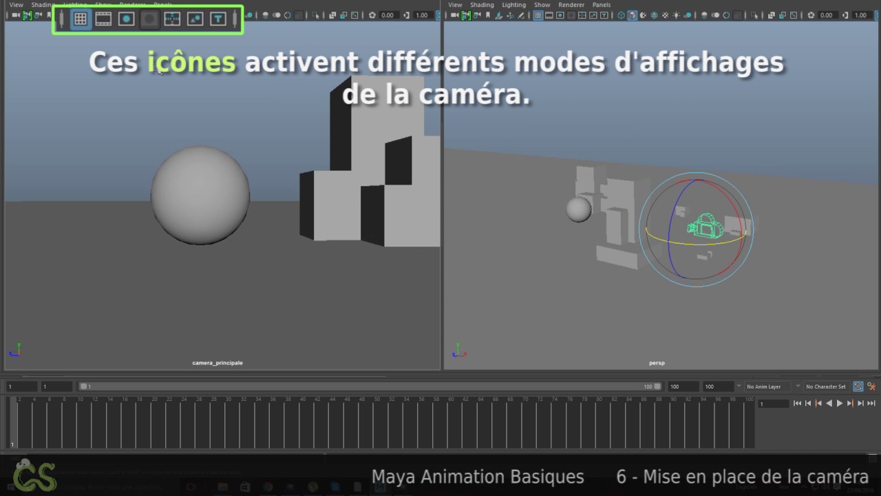Maya Animation Basiques - 6 Mise en place de la caméra - YouTube