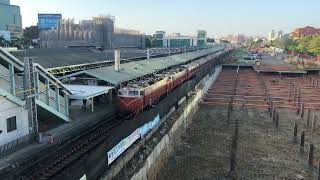 Chu-Kuang Express Service (E406 locomotive) departing from Tainan Station