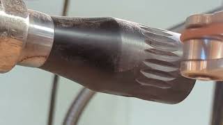 African blackwood bottle stopper process on the MDF rose engine lathe