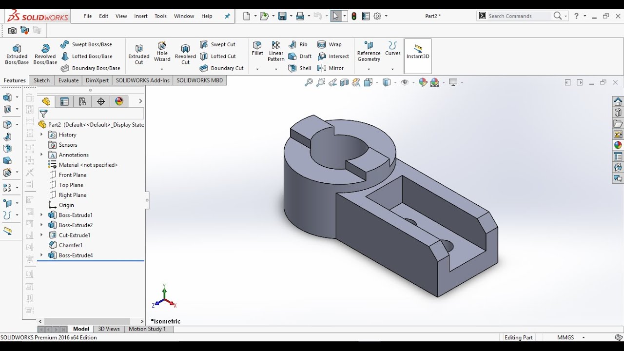 Solidwork tutorial: Lever Hub - YouTube