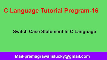 C Programming Tutorial | Program-16|switch case in c programming