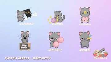 Animated Gray/Calico Kitty Twitch Alerts - Unique Kitty Series