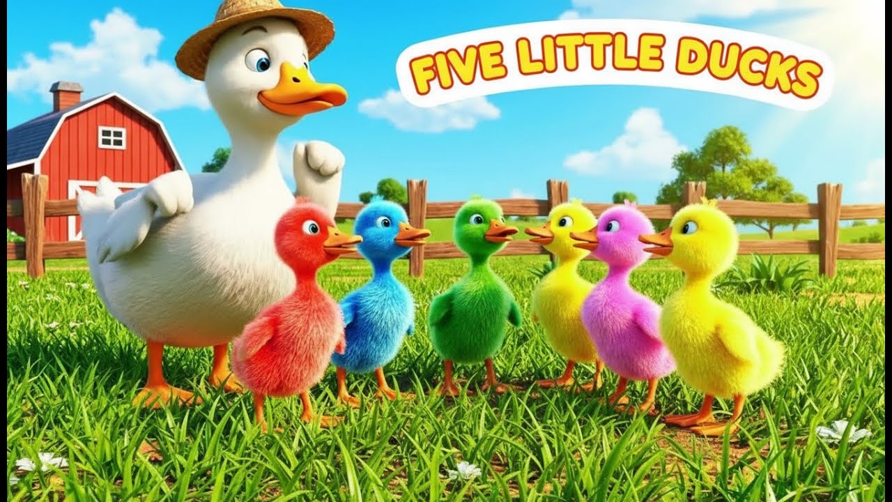 Five Little Ducks Song for Kids | Bright 3D Cartoon Animation