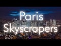 4K Aerial Drone Hyper-lapse footage of Paris La Défense Skyscrapers in night time