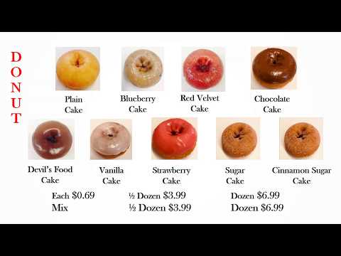 Menu slideshow for Donut Shop