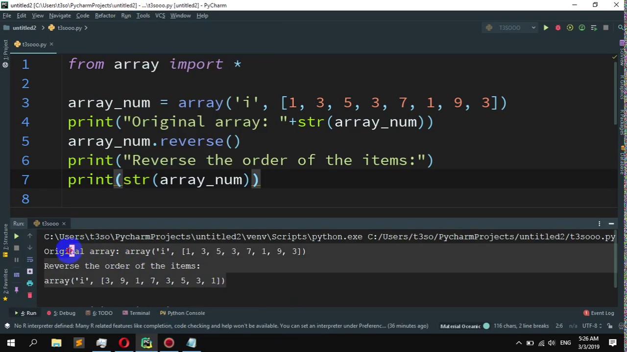How to Reverse the order of the items in the array in Python - YouTube