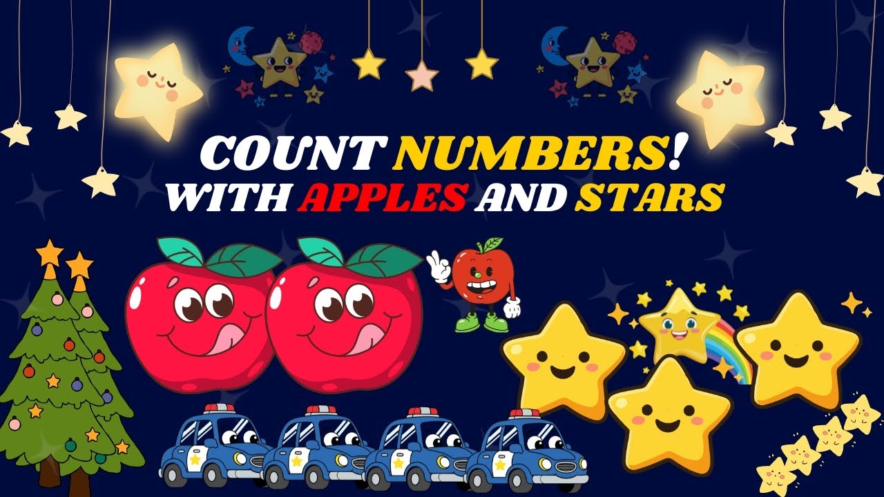 Learn Numbers 1 to 20 with Stars ⭐ & 1 to 10 with Apples 🍎 | Kids Counting Song