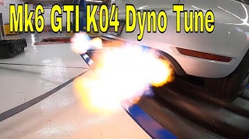Dyno tuning session with an HPA K04 MK6 GTI at AZ Euros (car shoots Flames)
