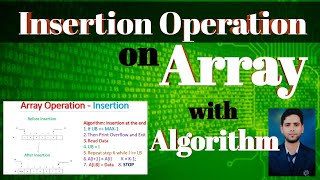 Insertion Operation on Array Data Structure with Algorithm in Hindi | Operation on Array | PART-3