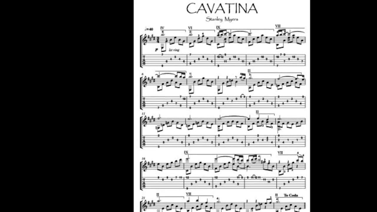 Cavatina Guitar Solo Fingerstyle By Stanley Myers Digital Sheet Music For Sheet Music Single Tablature Download Print H0 Sc Sheet Music Plus