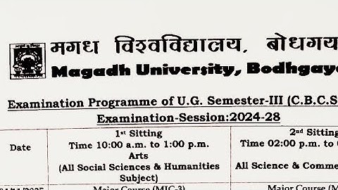 Magadh University 3rd Semester Exam Date 2024-28 Out/MU 3rd Sem. Exam Routine Live समझे MUUpdateNews