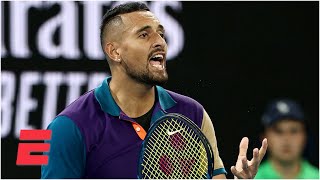 Nick kyrgios survives a five-set thriller in the second round of 2021
australian open, downing no. 29 seed ugo humbert 5-7, 6-4, 3-6, 6-4.
b...