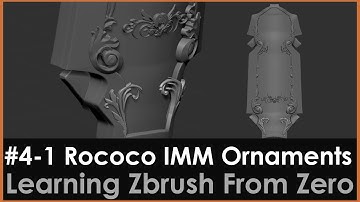 4-Shield1 Using Rococo IMM brush, Ornaments insert on Hard Surface Shield Zbrush 2020