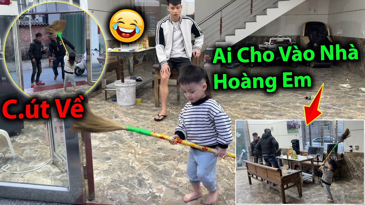 Buồn Cười !! Cubin Con Của Chanh Chanh Cầm Chổi Đ.u.ổi Fan Tới Nhà Chơi...