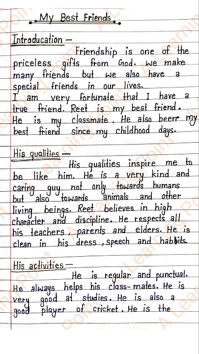 My Best Friend Essay in English//Essay on My Best Friend in English//Essay writing//‎@alearningpoint