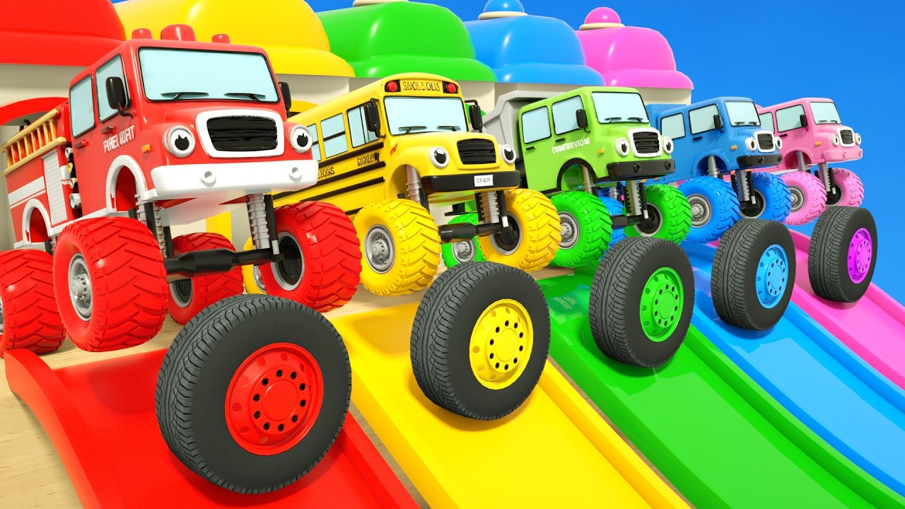 Carros Para Niños - Ruedas gigantes de colores - Elige las ruedas adecuadas - Canciones infantiles