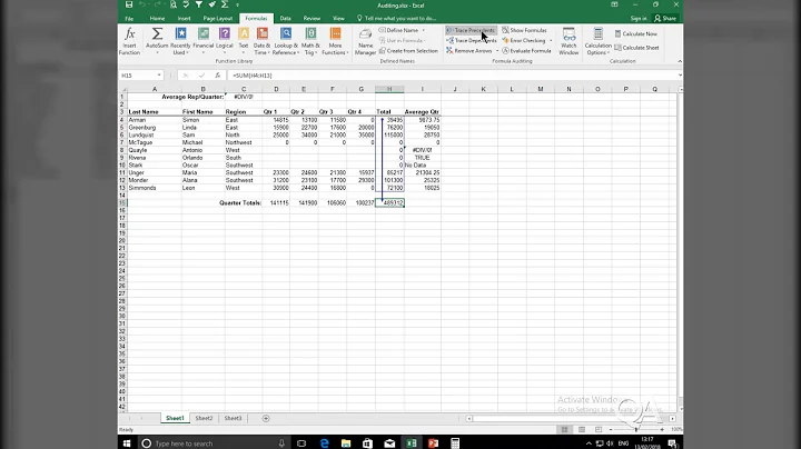 How to use the Trace Precedents Tool  in Excel