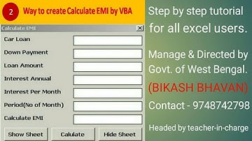 Way to create automated EMI Calculator by Vba part 2