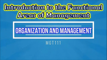 Chapter 11 - Introduction to the Functional Areas of Management (Organization and Management)