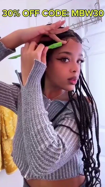 👋Triangle Medium Knotless Braids w/ Curls Over Hip-Length 36” Full Hand ...