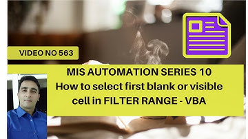 Learn Excel in HINDI - Video 563 - MIS Automation Series 8 - Find first visible cell in filter range