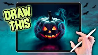 HALLOWEEN PUMPKIN Drawing tutorial on iPad Procreate