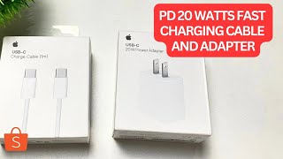 PD 20 WATTS FAST CHARGING CABLE AND ADAPTER FROM SHOPEE | UNBOXING AND REVIEW | ENGLISH