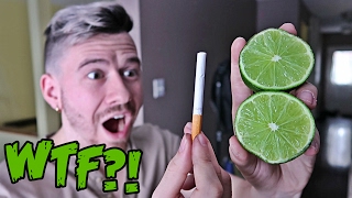 IMPOSSIBLE TRICK  HOW TO CUT A LIME WITH A CIGARETTE!! *TOP 5 BAR TRICK BETS YOU WILL ALWAYS WIN*