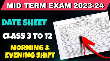 Mid Term Exam Date Sheet 2023-2024 Class 3 to 12 | CBSE | DOE